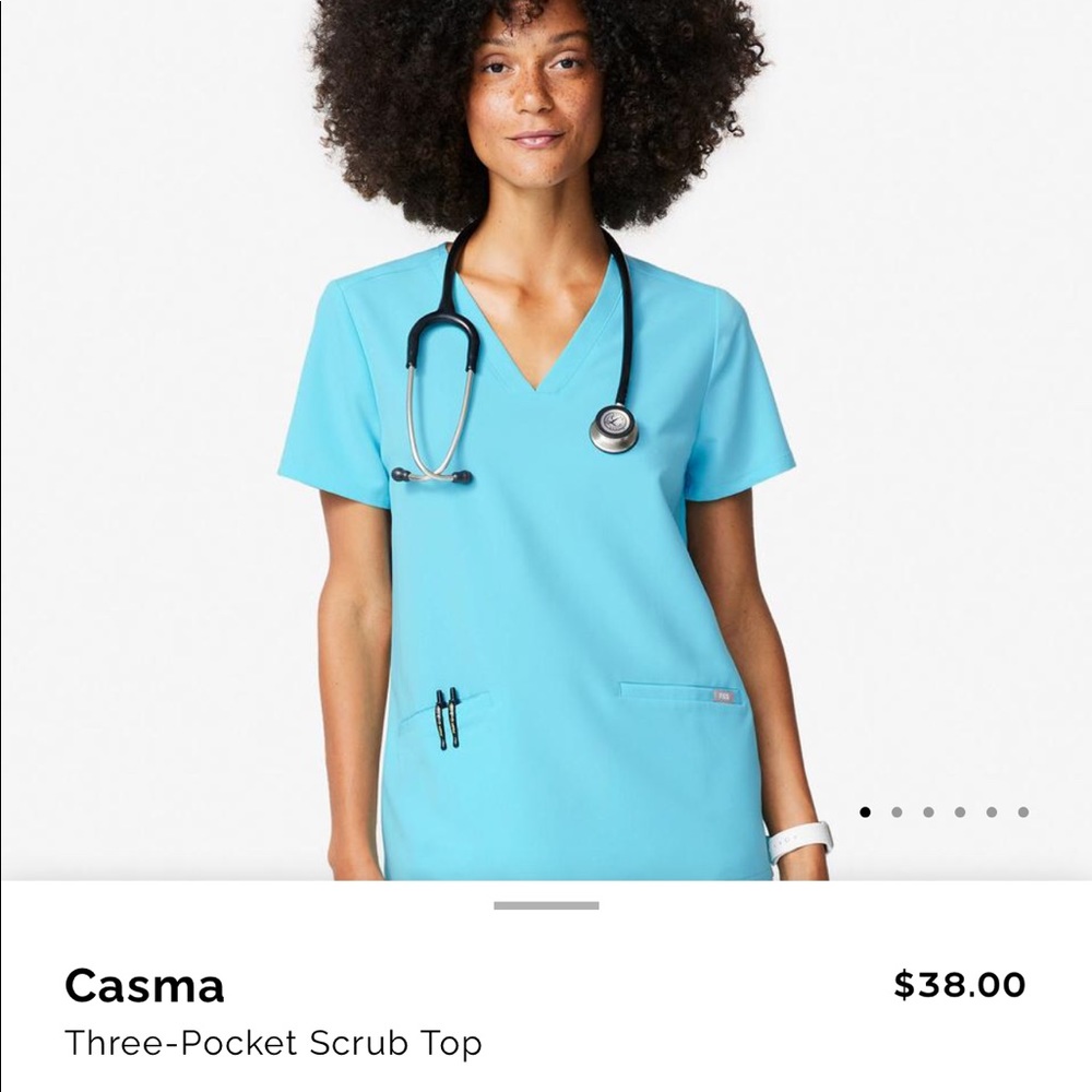 Figs Casma Three-Pocket Scrub Top XXS Neon Blue